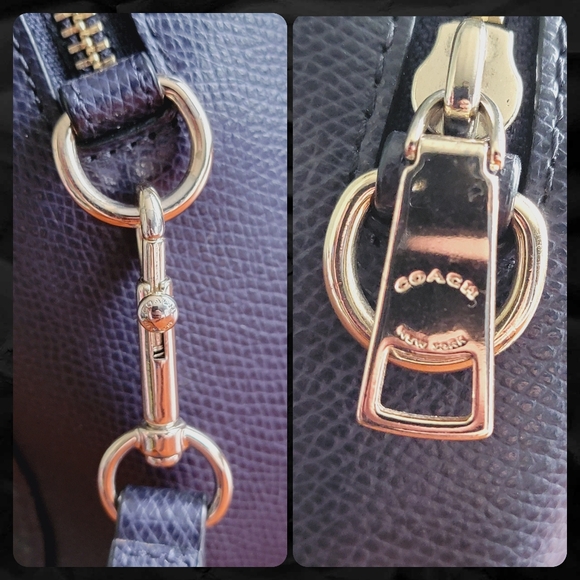 Coach Mini Bennet Satchel Navy Blue Crossgrain Leather F33329 - Picture 13 of 15